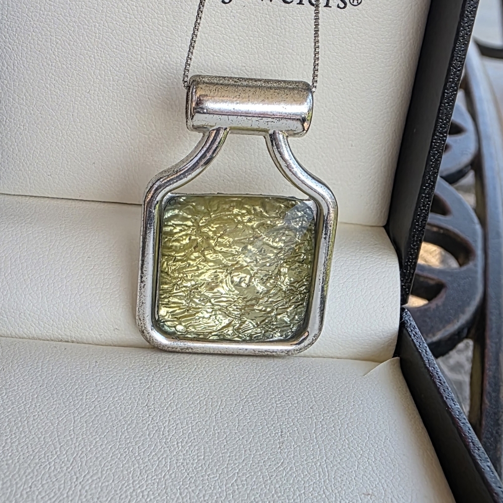 Textured Silver Moldavite Pendant